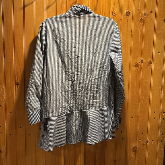 VERONICA BEARD Gilda stripe Asymetrical button down shirt - Picture 7 of 7